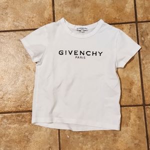 Givenchy White Kids Short Sleeve Tee with Black Logo